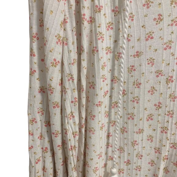 Lucky Brand Womens Calico Floral Cottagecore V Neck Tie Front Long Sleeve Top L - Picture 2 of 6